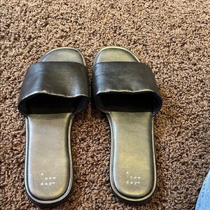 A New Day Elegant Black Slide Sandals